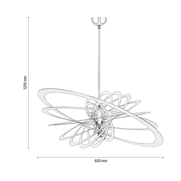 Lampa wisząca Planet 1xE27 Max.60W Czarny metal/Chromowany metal/Czarny kabel PVC 1871104