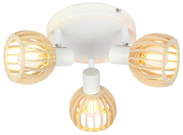 Lampa sufitowa ATARRI plafon 3xE14 biały/drewno 98-68118