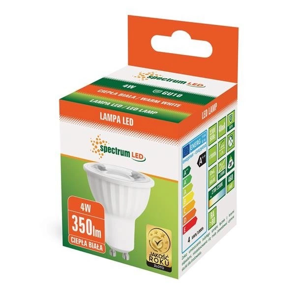 LED GU10 230V 4W SMD 45ST WW Z SOCZEWKĄ SPECTRUM
