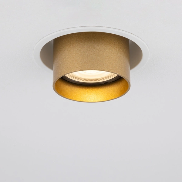 Regulowana lampa podtynkowa MONO SLIDE śr. 8,3cm GU10 | złoty/biały 10798