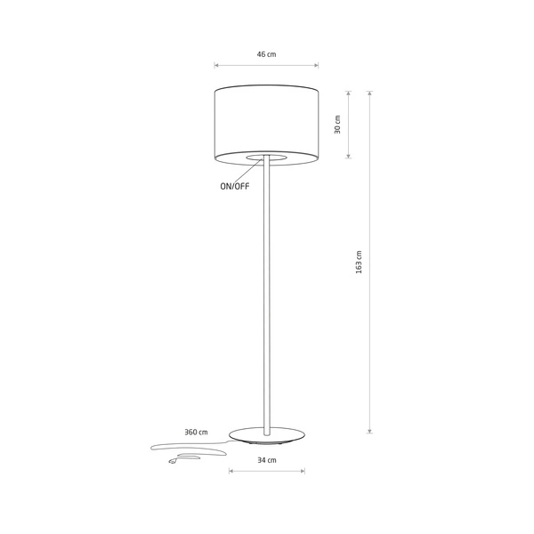 Lampa podłogowa SANTANA E27 wys.163cm szer.46cm kabel200cm | Kremowy 11656