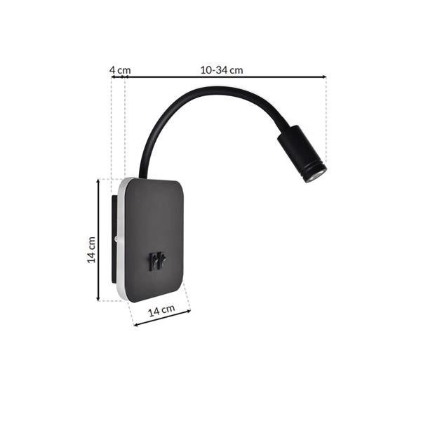 Lampka nocna BASE 8W+2W BLACK ML6352