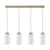 Lampa wisząca Bosco 4xE27 maks. 60W drewno brzozowe/białe szkło/przezroczysty kabel PVC 1720460