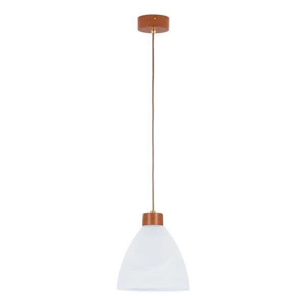 Lampa wisząca zwis drewniana EVO drewno/biały śr. 23cm