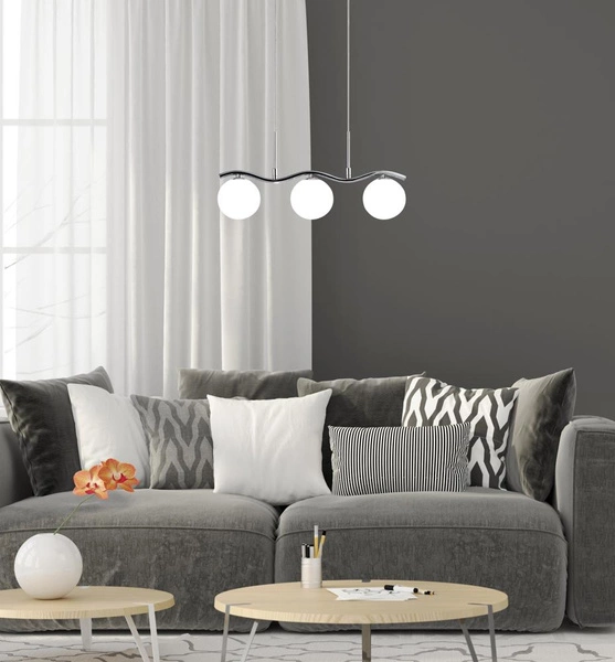 Lampa wisząca RAMON, 33-01405, chrom/biały, 3x40W G9