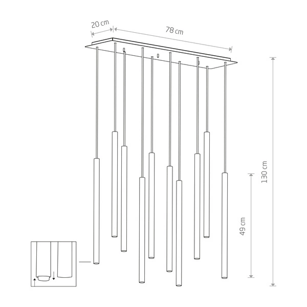 Lampa wisząca LASER X dł. 78cm 10xG9 | multikolor 10705