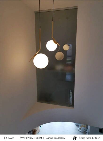 Lampa Wisząca Złota Kula Mleczna Abruzzo Toscana E14