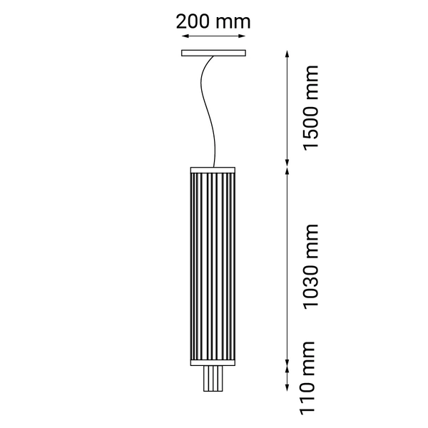 Lampa wisząca IHI - Czarna (2640 mm) 9007 Antigo