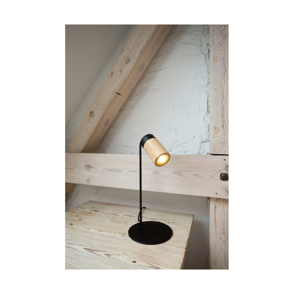 Lampa stołowa Annick w zestawie Kabel 1xLED GU10 5W Dąb olejowany/Czarny metal/Czarna tkanina 7419104