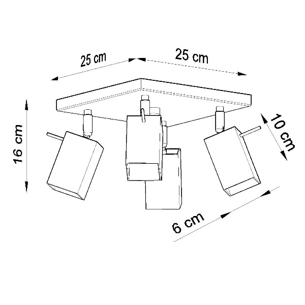 Designerska Plafon lampa MERIDA 4 SL.0102 Czarna 4xGU10
