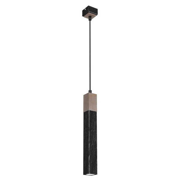 Lampa wisząca SOLO, MLP7469, przecierany czarny/drewno patynowane, 1x5W mini GU10