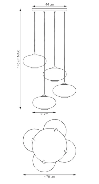 Lampa wisząca Emibig COCO 4 BL PREM MIX 1378/4PREM