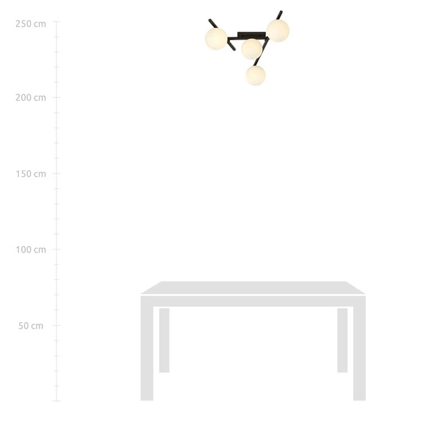 Lampa sufitowa Emibig SMART 4 Czarny/OPAL 1103/4