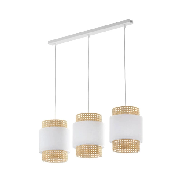 Lampa wisząca rattanowa abażur listwa BOHO WHITE szer. 80cm | biały 6531