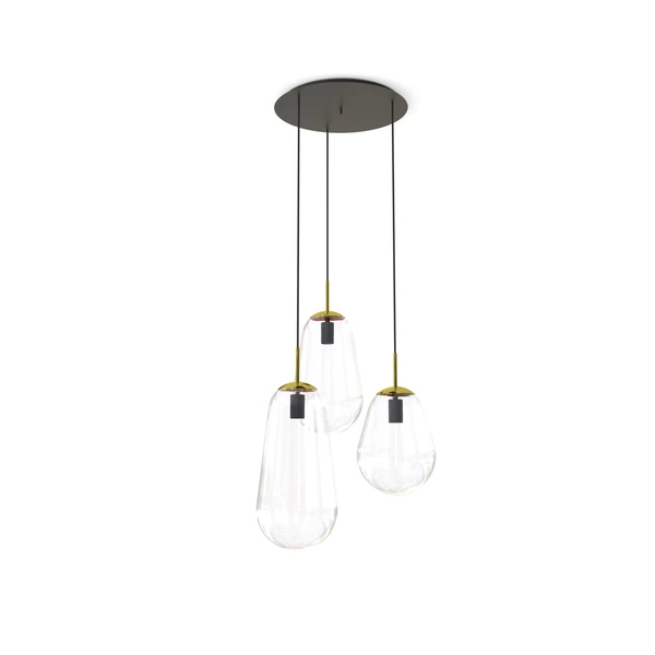 Lampa wisząca PEAR III wys. 130cm 3xE27 | złoty/transparentny 7794