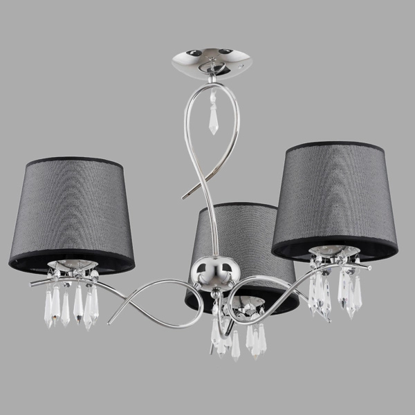 Żyrandol nowoczesny BARON śr. 62cm chrom/szary