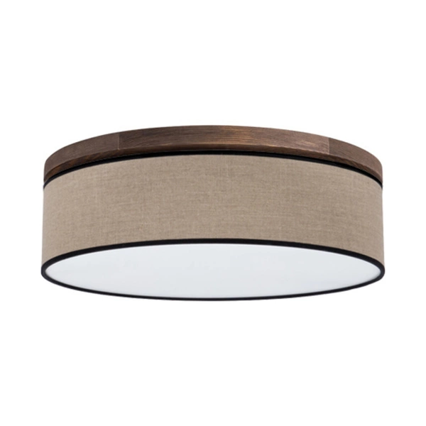 Lampa sufitowa Negro w zestawie 1xLED zintegrowany 1650lm 2700K 18W barwiona sosna na orzechu/naturalnym lnie z czarną wstążką Switch&Dimm 4015619610028