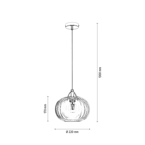 Lampa wisząca Universe 1xE27 Max.60W Chromowany metal/Przezroczyste PCV/Przezroczyste szkło 9721100