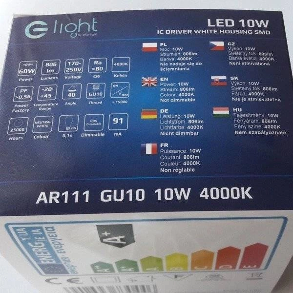 Żarówka LED MR111 GU10 10W biała 4000K neutralna