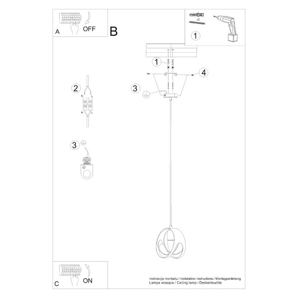 Lampa wisząca TULOS 1, SL.1087, czarna, 1x60W E27
