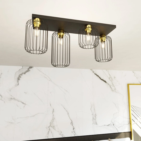 Lampa sufitowa Emibig BARN 4 BL GOLD 1366/4