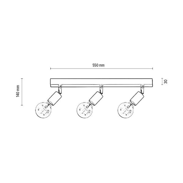 Lampa Sufitowa Elmin 3xE27 Max.25W Dąb Olejowany/Czarny Metal 2264304