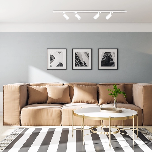 Zestaw Szynoprzewód 4xPipe Ring GU10 + Prowadnica 2x1m + Złączki - Biały