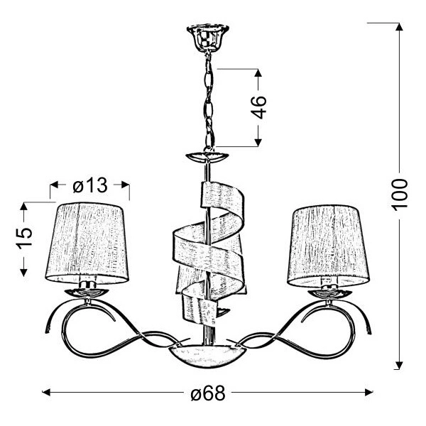 Lampa wisząca DENIS 33-23421 chrom/złoty/biały 3x40W E14