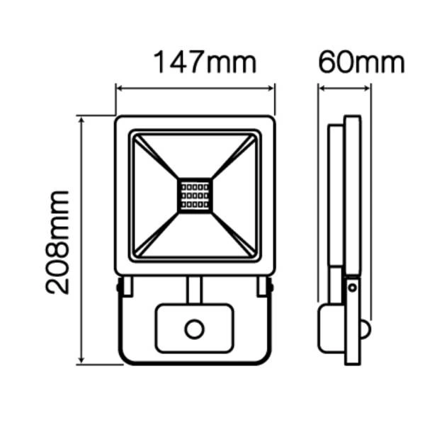 Naświetlacz PHOTON 30W 6000K 80lm/w 220-240V AC PIR | czarny
