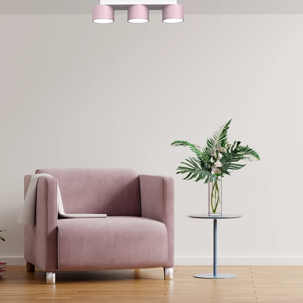Lampa sufitowa listwa DIXIE PINK 3x GX53 szer. 34cm | różowy