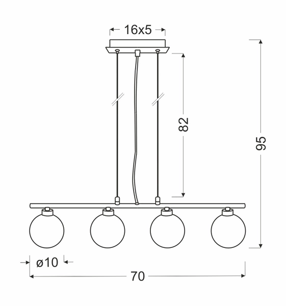 Lampa wisząca RAISA, 34-01399, chrom/biały, 4x40W G9