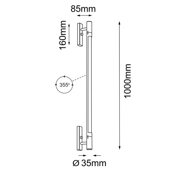 Kinkiet Ibara K2 - Czarny (1000 mm) 4005 Antigo