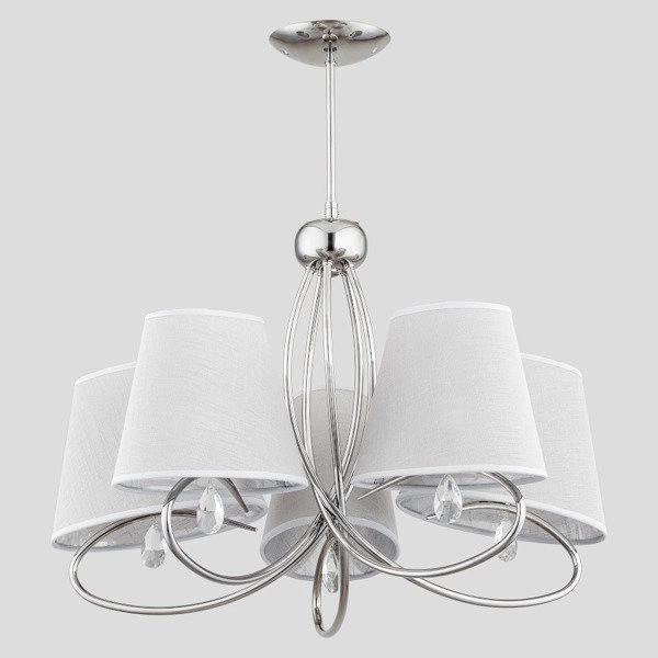 Lampa sufitowa żyrandol z abażurami SIENA chrom/szary śr. 61cm