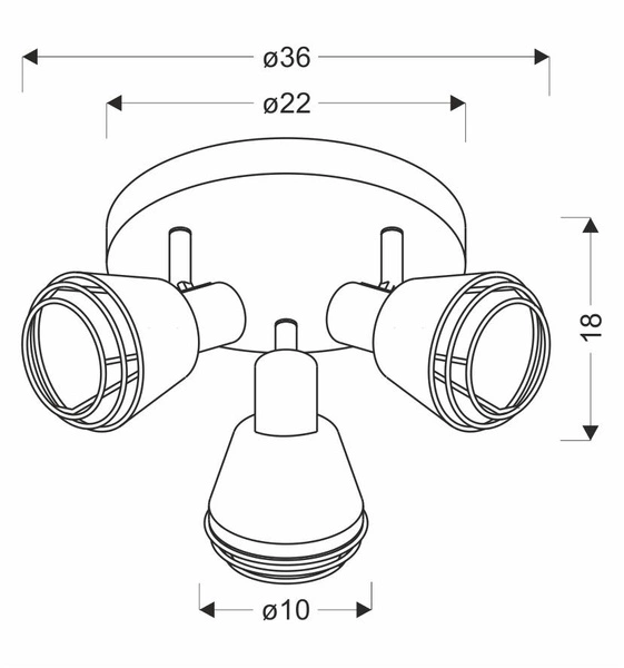 Lampa sufitowa NERIA, 98-83111, czarny/miedziany, 3x40W E14