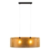 Lampa Wisząca Nevoa 2xE27 Max.40W Czarny Metal/Przezroczysty Kabel PCV/Klosz ze Złotej Tkaniny 17940204