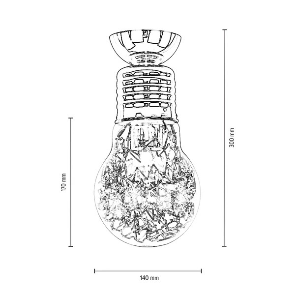 Żarówkowa lampa sufitowa 1xE27 maks. 60W miedziany metal/przezroczyste szkło 2820113