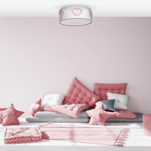 Lampa sufitowa HEART, biały/różowy/transparentny, 2x60W E27, MLP8279