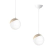 Lampa wisząca nowoczesna szklana kula SFERA WOOD drewno/biały śr. 14cm