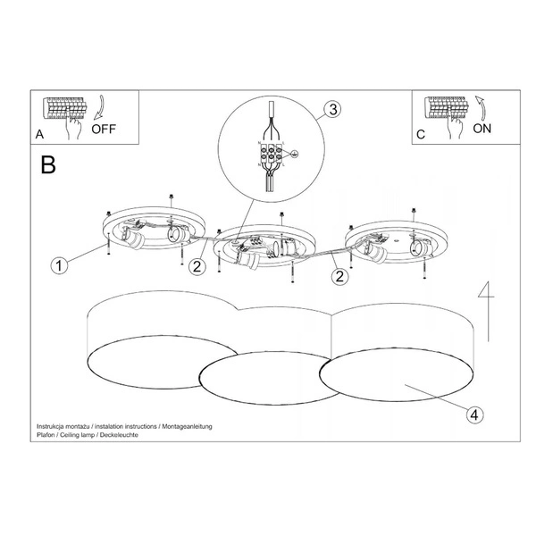 Plafon CIRCLE 3A, SL.1051, biały, 6x60W E27