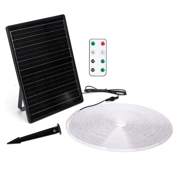 Solarna taśma LED IP65 ogrodowa 20m 2700K 20W z pilotem | biała ciepła