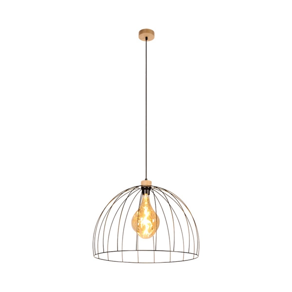 Lampa wisząca Coop 1xE27 maks. 60W Dąb olejowany/Czarny metal/Czarny kabel PCV 1883974