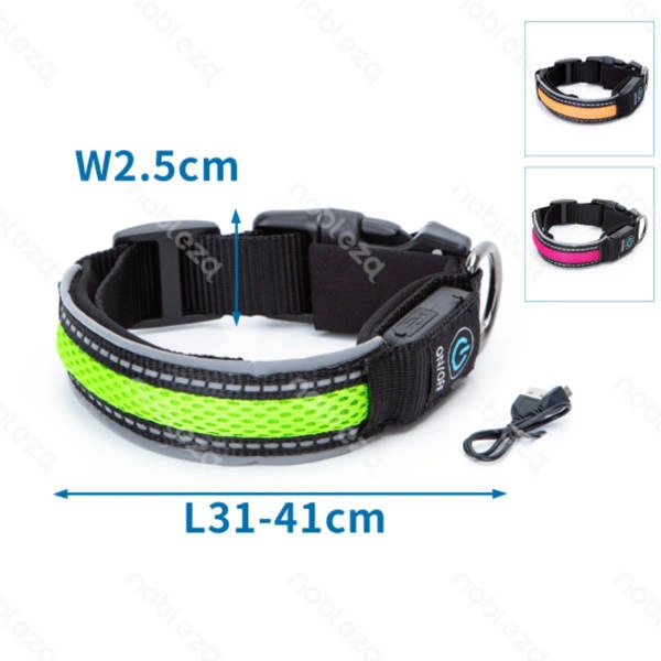 Świecąca obroża typ.B LED dla psa USB dł. 31-41cm | pomarańczowy