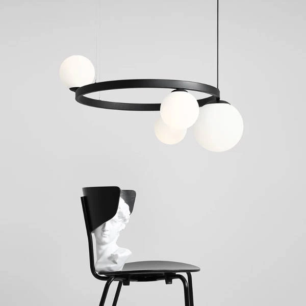 Aldex Stylowa lampa wisząca GARDA 4 RING BLACK 1099L1_R | Czarna