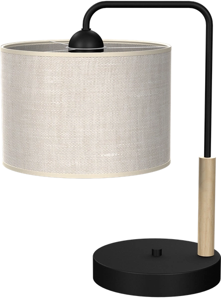 Lampa Stołowa ATLANTA, MLP7453, czarny/drewno/beżowo-szary, 1x60W E27