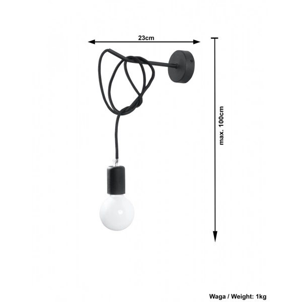 Kinkiet EDISON SL.0373 czarny 1xE27