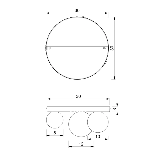 Nowoczesna lampa sufitowa BIBIONE GOLD, MLP8395, złota z białymi kloszami, 3x25W G9