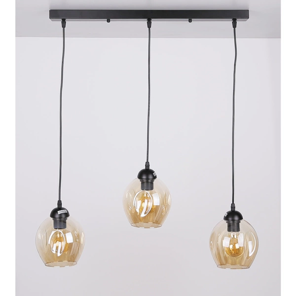 Lampa wisząca ASPA, czarna z brązowymi kloszami, 3x40W E27