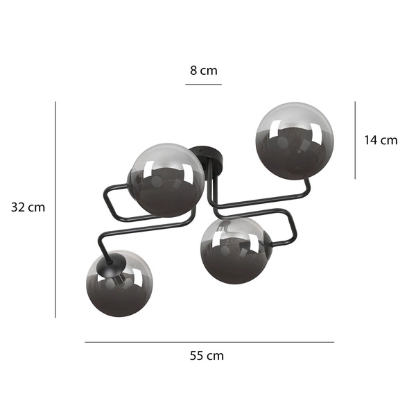 Lampa sufitowa Emibig BRENDI 4 BL GRAFIT 832/4