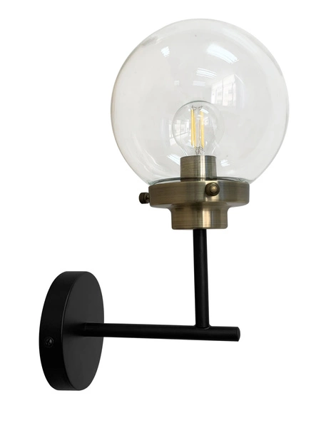 Kinkiet LENS, 21-01283, czarny/patynowy/transparentny, 1x40W E14
