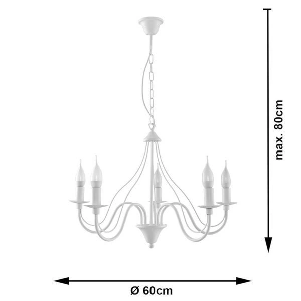 Żyrandol Sollux MINERWA 5 Stal, Biały, E14, 5 X 12W LED, sl.0214